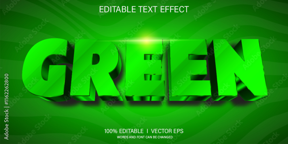 Poster green 3d vector text effect with modern style design