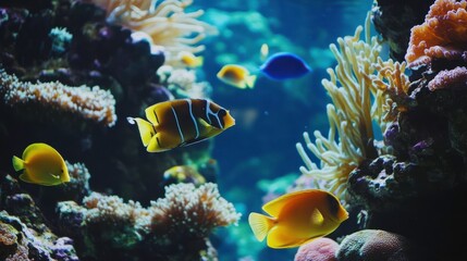 Fototapeta premium Serene Coral Reef with Vibrant Sea Creatures