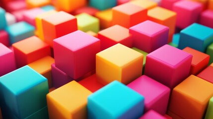Vibrant Cube Symphony: A Colorful 3D Abstract