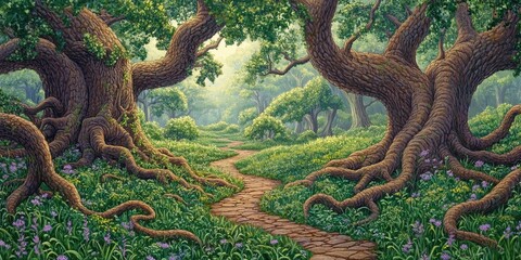 Obraz premium Infinite forest glades Fantasy worlds imaginative an