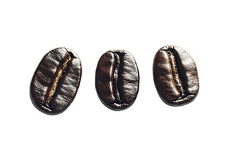 Fototapeta premium Three coffee beans, white background