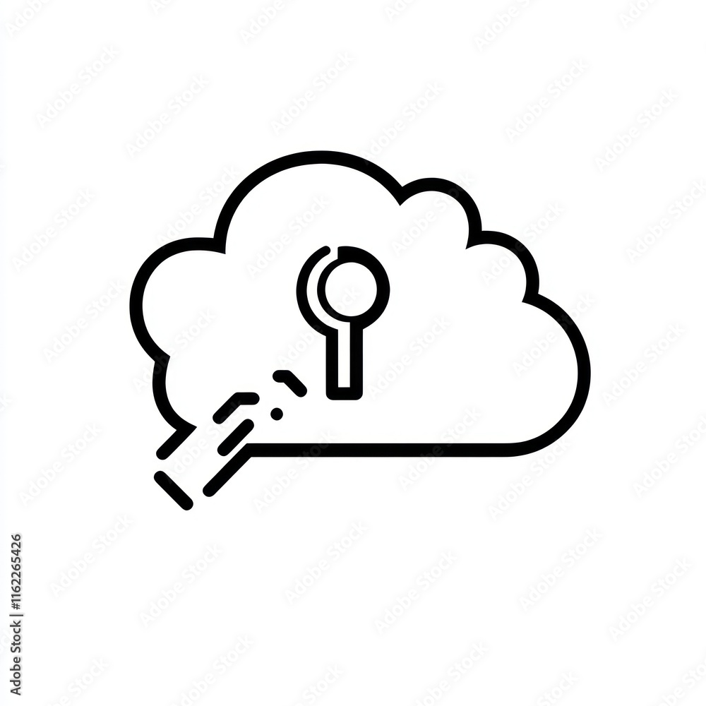 Poster cloud data security key access icon.