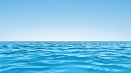 Obraz premium Serene Ocean Horizon - Calm water, blue sky, tranquil scene, summer vacation, peaceful nature.