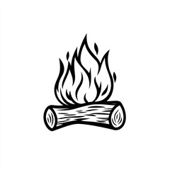 Simple line art campfire illustration.