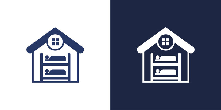Bed house icon logo home sleep room hotel vector design