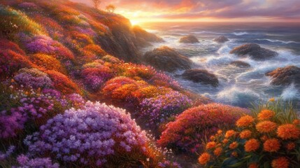 Vibrant Coastal Ecosystem with Dynamic Colors