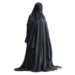 Naklejka premium Elegant Black Abaya, Islamic Modest Dress, FullLength Gown