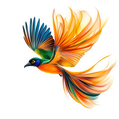 Obraz premium Vibrant Bird in Flight Colorful Feathers, Artistic Design, Abstract Wings