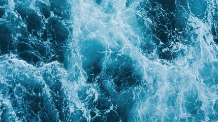 Fototapeta premium Ocean Water Wake Frothy Turbulent Blue