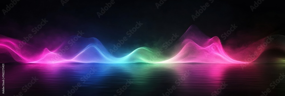 Leinwandbilder pulsating neon light waves create a mesmerizing glow against a dark backdrop. generative ai