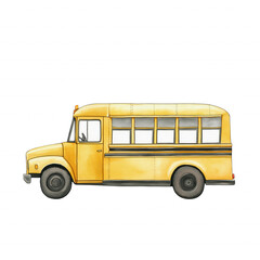 A yellow school bus with a white background