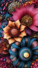 Vivid Floral Arrangement Deep Hues Imaginative Blooms