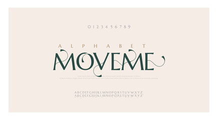 Luxury wedding alphabet letters font with tails. Typography elegant classic lettering serif fonts and number decorative vintage retro concept for logo branding. vector illustration