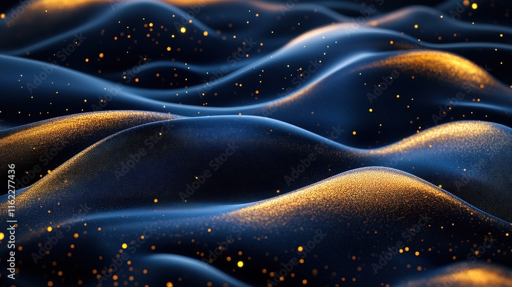 Poster abstract background with dark blue and gold particle