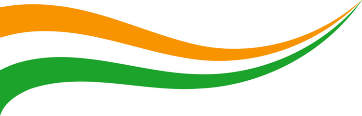 Indian flag wave decoration isolated on transparent background for Indian republic day, independence day