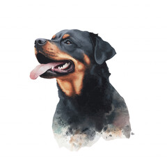 Fototapeta premium A black and brown dog with a tongue sticking out