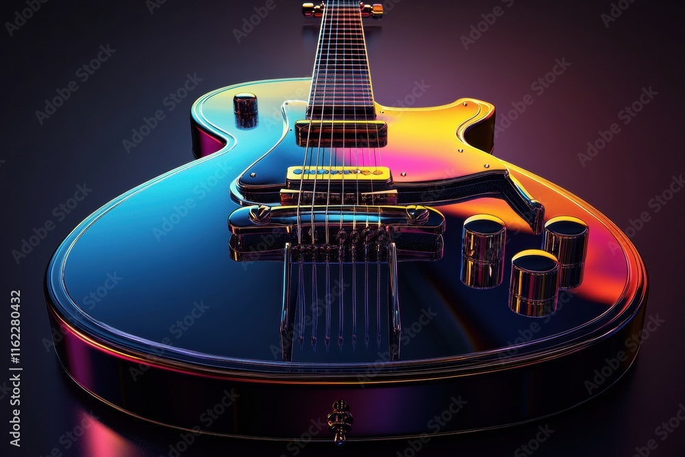 Aufkleber stunning 3d representation of a colorful guitar showcasing intricate design and modern aesthetics. g