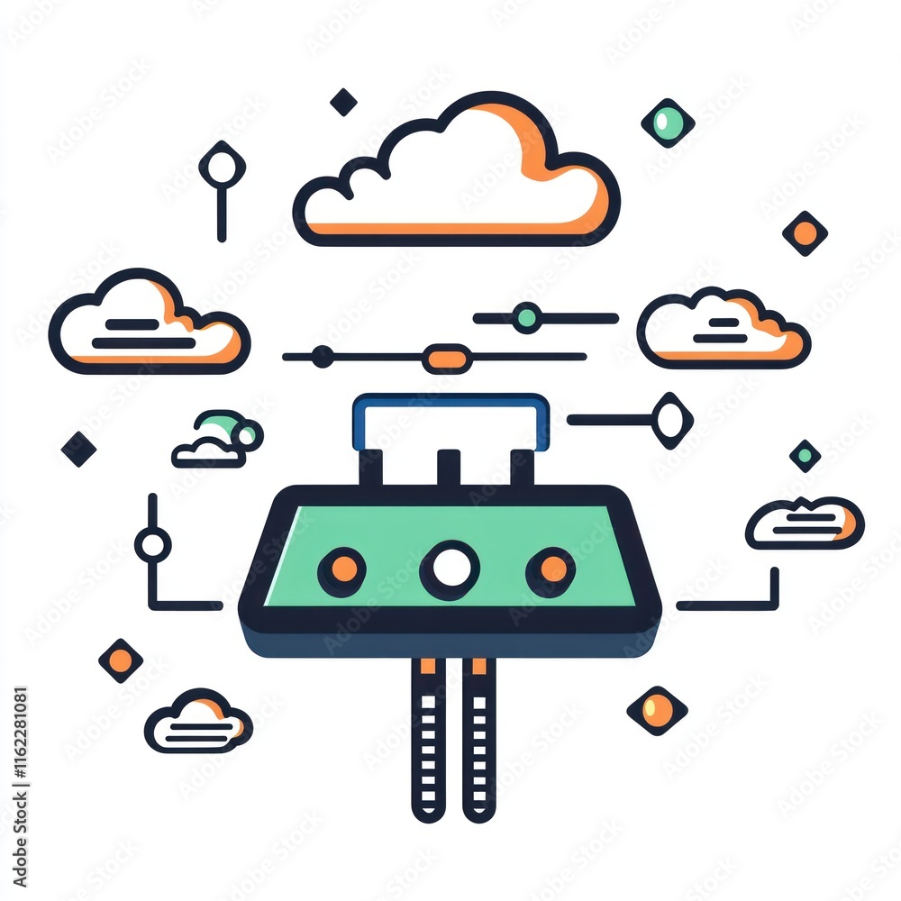 Poster cloud computing data center server network connection.