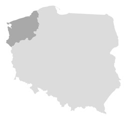 Location of West Pomeranian in Poland
grey colour.