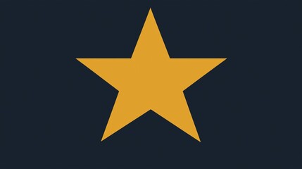 Obraz premium Single Golden Yellow Star Icon on a Deep Navy-Blue Background