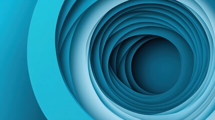 Fototapeta premium Abstract blue concentric circles, layered paper design.