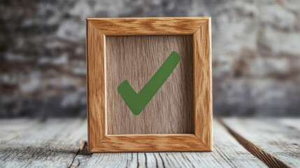 The Wooden Frame with Checkmark