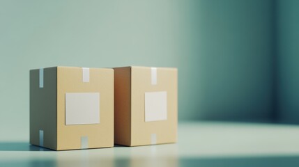 Two cardboard boxes with white labels on them