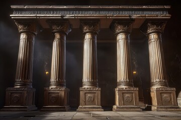 Obraz premium Antique pillars adorn a majestic palace, showcasing medieval architectural elegance.