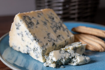 Cheese collection, English cow milk semi-soft, crumbly old stilton blue cheese