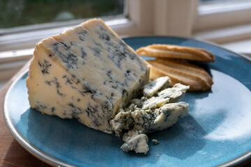 Cheese collection, English cow milk semi-soft, crumbly old stilton blue cheese