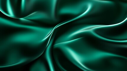 Fototapeta premium A close-up view of smooth, flowing dark green fabric showcasing elegant folds and a luxurious sheen.
