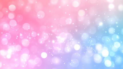 Obraz premium A soft gradient background featuring pastel pink and blue hues with blurred bokeh effects, creating a dreamy and calming atmosphere.