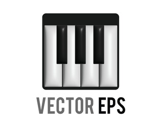 3D small section of classic music keyboard icon, showing white, black keys