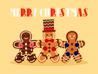 Illustration of New Year's cookies on a light yellow background.