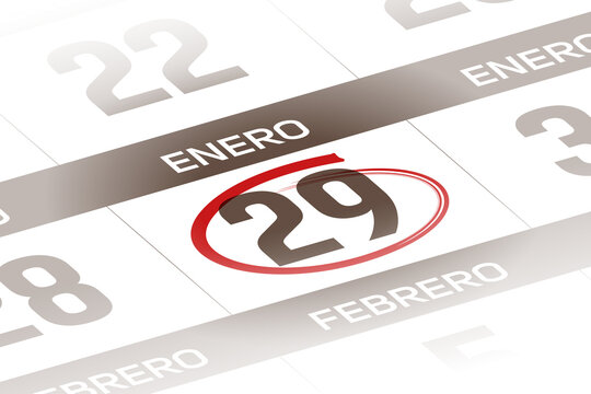 29 de Enero ilustracion del dia calendario Espanol