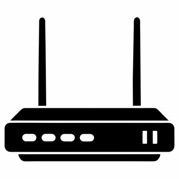 black wifi router with antennas clip art preview