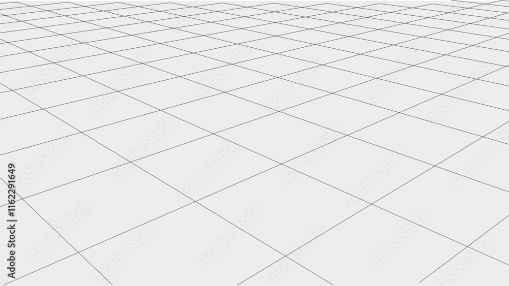 Poster Vector perspective grid. Abstract wireframe landscape. Detailed lines on white background. 3d vector illustration.	