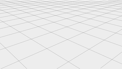 Vector perspective grid. Abstract wireframe landscape. Detailed lines on white background. 3d vector illustration.	