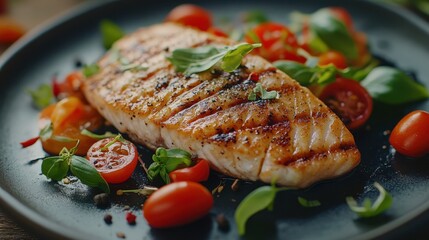 The Grilled Salmon with Tomatoes