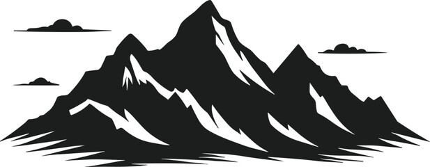 Majestic Mountain Range Silhouette Vector Illustration