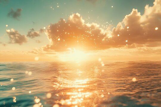 Golden Sunset Over Calm Ocean Water
