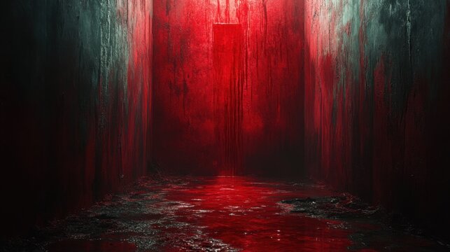 Abstract murder scene with haunting style and interpretative visuals, dark and dramatic art