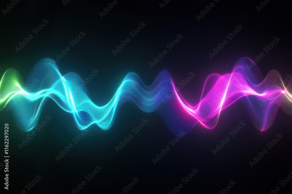 Aufkleber abstract 3d representation of vibrant sound waves reflecting musics essence in vivid colors. generat