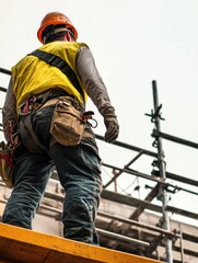 Construction Worker on Building Roof