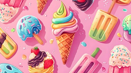 Colorful Ice Cream Treats Summer Delights