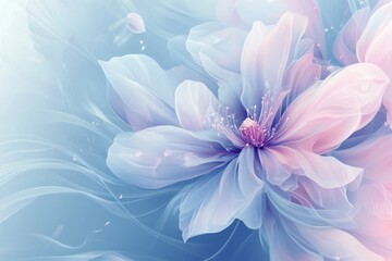 Obraz premium Delicate Blue and Pink Flower with Soft Lines and Petals