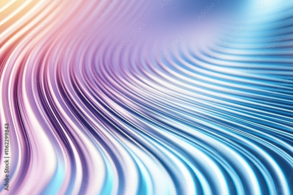 Poster wavy lines create a mesmerizing abstract background in blue and purple gradient tones