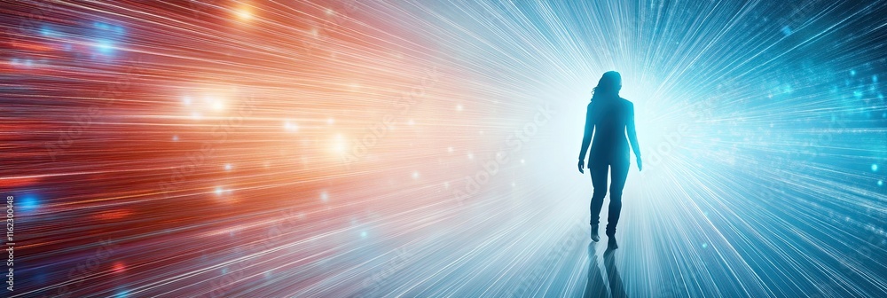 Poster journeying into the unknown a glimpse of a traveler from the distant future