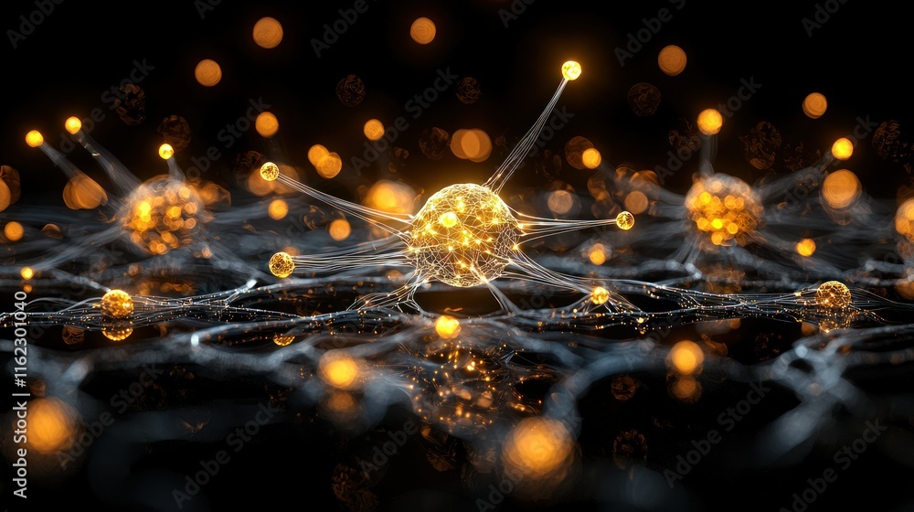 Aufkleber abstract representation of glowing cells in a network.