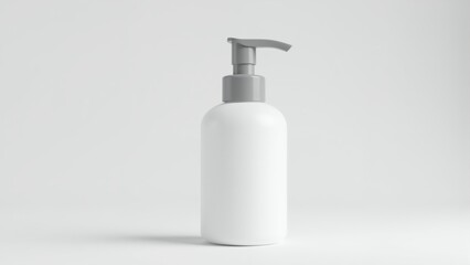 Elegant white lotion bottle on a light background showcasing simplicity and modern design